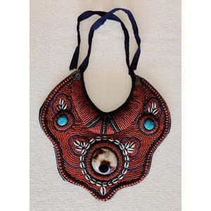 Antique Tibetan Coral Beaded Breastplate OOAK